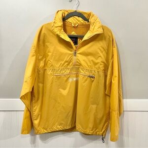 Vintage American Eagle Yellow Windbreaker Rain Pullover Hooded jacket size small